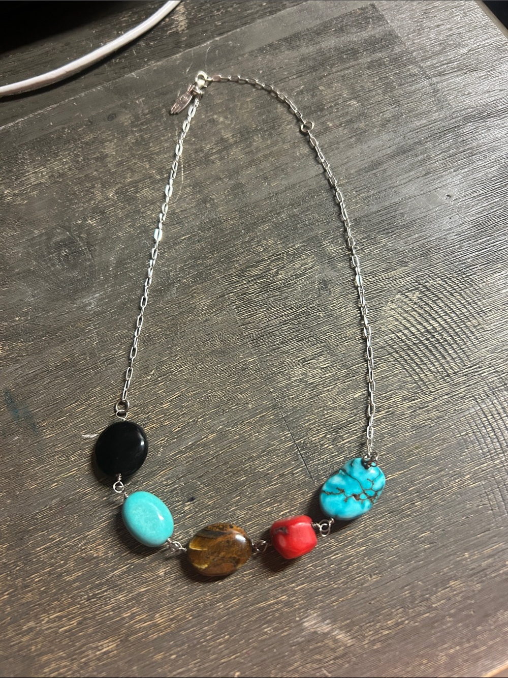 Sterling Silver Madrid Turquoise and other Gemstones Necklace